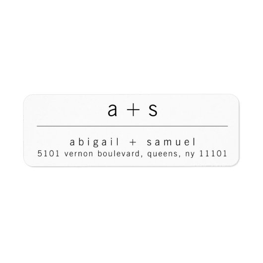 Minimalistisch Monogram Retouradres voor Huwelijk Etiket (Voorkant)
