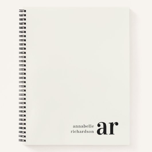 Minimalistisch  monogram Retro Typografie Notitieboek (Voorkant)