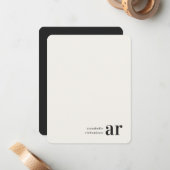 Minimalistisch  monogram Retro Typografie Notitiekaartje (Voorkant / Achterkant in situ)