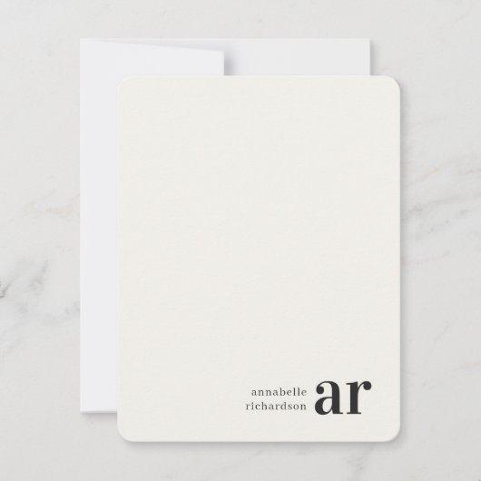 Minimalistisch  monogram Retro Typografie Notitiekaartje (Voorkant)