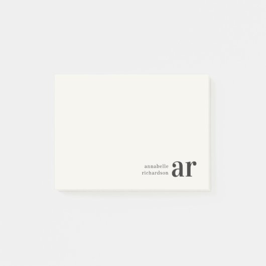 Minimalistisch  monogram Retro Typografie Post-it® Notes (Voorkant)