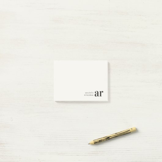 Minimalistisch  monogram Retro Typografie Post-it® Notes (Op bureau)