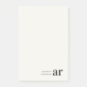 Minimalistisch monogram Retro Typografie Post-it® Notes (Voorkant)