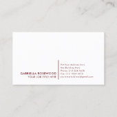 Minimalistisch monogram rode kastanjebruin visitekaartje (Achterkant)