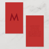 Minimalistisch Monogram Rood Visitekaartje (Voorkant / Achterkant)