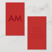 Minimalistisch Monogram Rood Visitekaartje (Voorkant / Achterkant)