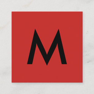 Minimalistisch Monogram Rood Zwart Vierkante Visitekaartje