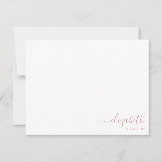 Minimalistisch Monogram Roos Mauve Eenvoudig Notitiekaartje (Voorkant)