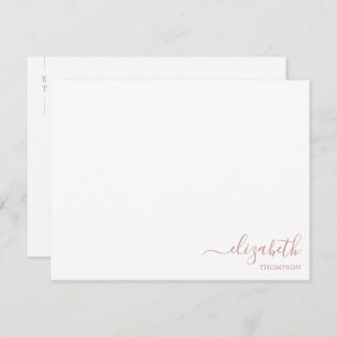 Minimalistisch Monogram Roos Mauve Eenvoudig Notitiekaartje