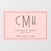 Minimalistisch Monogram Roze Modern Professioneel Raamsticker (Vel)