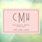 Minimalistisch Monogram Roze Modern Professioneel Raamsticker (Vel 3)