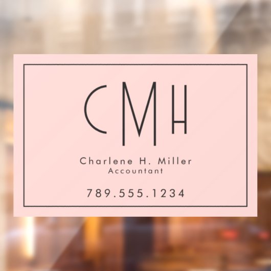 Minimalistisch Monogram Roze Modern Professioneel Raamsticker (Vel 2)