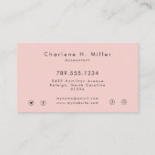 Minimalistisch Monogram Roze Modern Professioneel Visitekaartje (Achterkant)