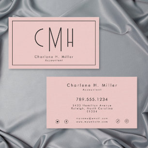 Minimalistisch Monogram Roze Modern Professioneel Visitekaartje
