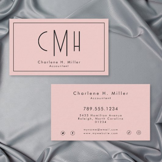 Minimalistisch Monogram Roze Modern Professioneel Visitekaartje