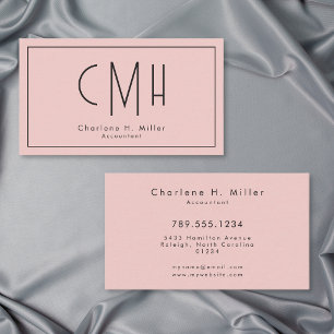 Minimalistisch Monogram Roze Modern Professioneel Visitekaartje