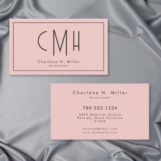 Minimalistisch Monogram Roze Modern Professioneel Visitekaartje