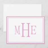 Minimalistisch Monogram Roze Notitiekaartje (Voorkant / Achterkant)