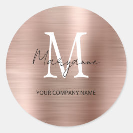Minimalistisch Monogram Roze Productlabel Ronde Sticker