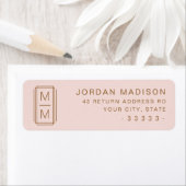 Minimalistisch monogram roze retouradres etiket (Insitu)