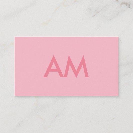 Minimalistisch Monogram Roze Visitekaartje (Voorkant)