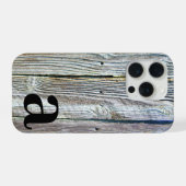 Minimalistisch monogram rustic barn hout iPhone hoesje (Achterkant horizontaal)
