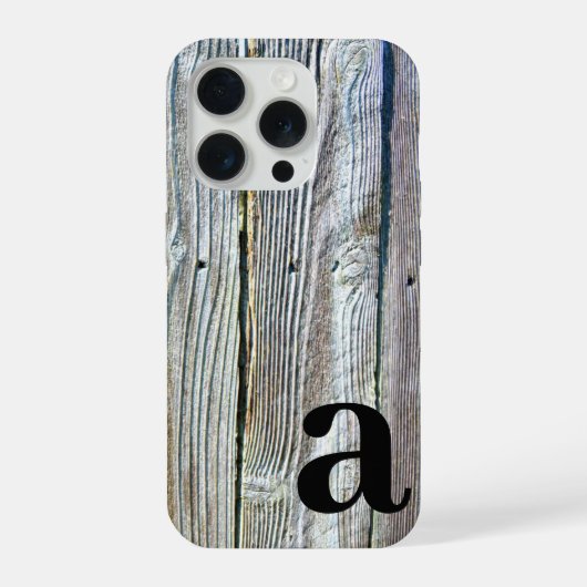 Minimalistisch monogram rustic barn hout iPhone hoesje (Achterkant)