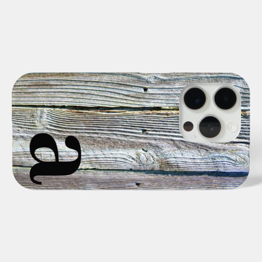 Minimalistisch monogram rustiek Schuur-hout Case-Mate iPhone Case (Achterkant (horizontaal))