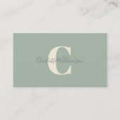 Minimalistisch Monogram Sage Green Elegant Script Visitekaartje (Voorkant)