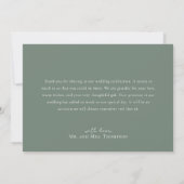 Minimalistisch Monogram Sage Green Wedding Bedankkaart (Achterkant)