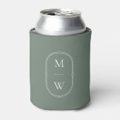 Minimalistisch Monogram Sage Green Wedding Blikjeskoeler (Blikje Voorkant)
