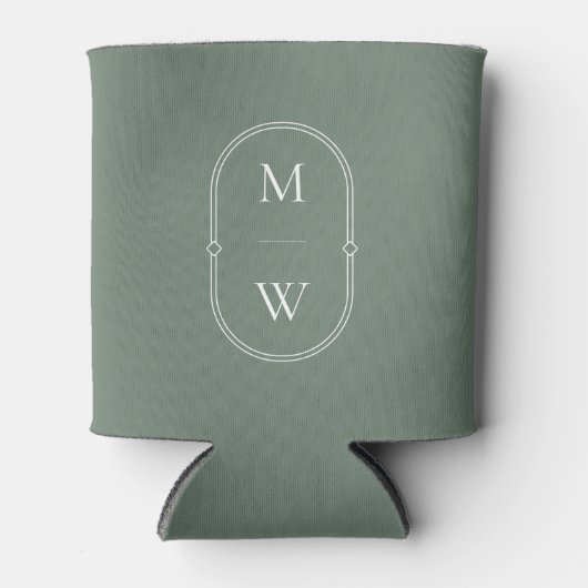 Minimalistisch Monogram Sage Green Wedding Blikjeskoeler (Voorkant)