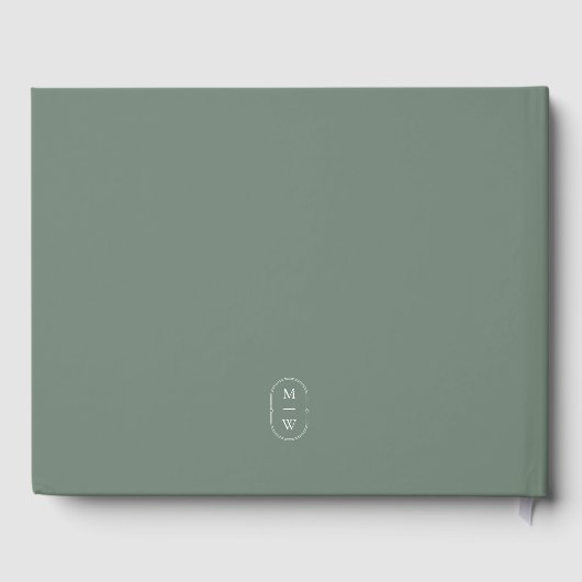 Minimalistisch Monogram Sage Green Wedding Gastenboek (Achterkant)