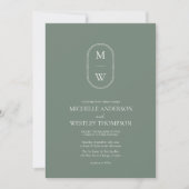 Minimalistisch Monogram Sage Green Wedding Kaart (Voorkant)