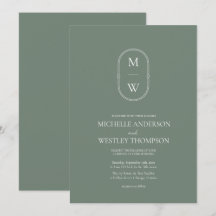 Minimalistisch Monogram Sage Green Wedding