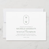 Minimalistisch Monogram Sage Green Wedding Kaart (Voorkant)