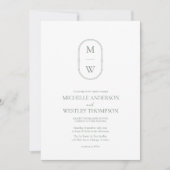 Minimalistisch Monogram Sage Green Wedding Kaart (Voorkant)