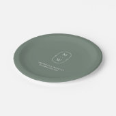 Minimalistisch Monogram Sage Green Wedding Papieren Bordje (Gekanteld)