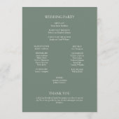 Minimalistisch Monogram Sage Green Wedding Programmakaart (Achterkant)