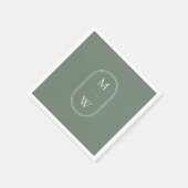 Minimalistisch Monogram Sage Green Wedding Servet (Hoek)