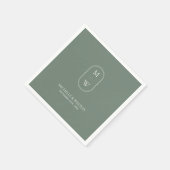 Minimalistisch Monogram Sage Green Wedding Servet (Hoek)
