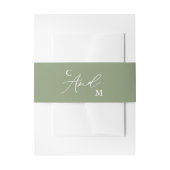 Minimalistisch Monogram Sage Green Wedding Uitnodigingen Wikkel (Voorkant Voorbeeld)