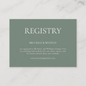 Minimalistisch Monogram Sage Groen Huwelijksregist Informatiekaartje (Voorkant)