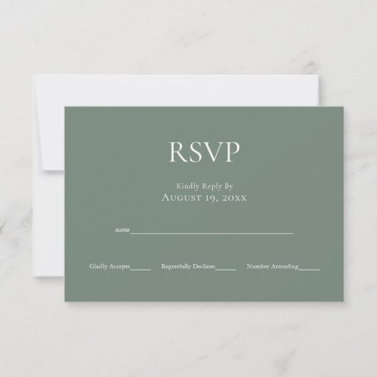 Minimalistisch Monogram Sage Groene Bruiloft RSVP  (Voorkant)