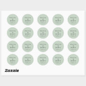Minimalistisch Monogram Saliegroen Huwelijk Ronde Sticker (Vel)