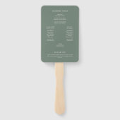 Minimalistisch Monogram Saliegroen Huwelijksprogra Handwaaier (Achterkant)