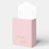 Minimalistisch monogram schrift roze bedankdoosjes (Geopend)