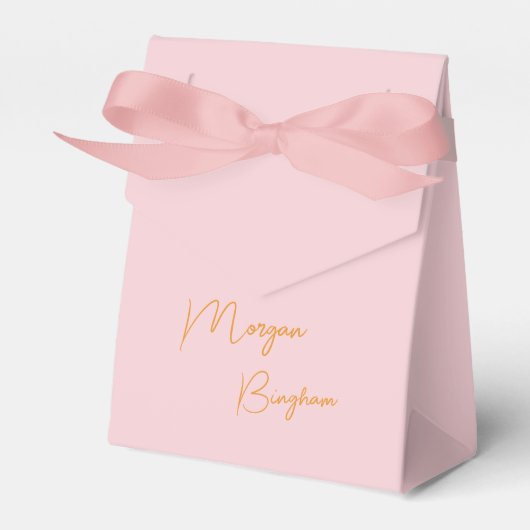 Minimalistisch monogram schrift roze bedankdoosjes (Voorkant Zijde)