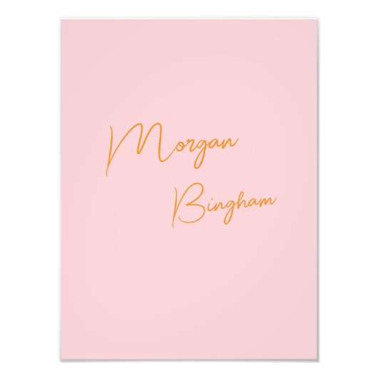 Minimalistisch monogram schrift roze foto afdruk (Voorkant)