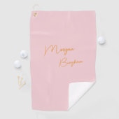 Minimalistisch monogram schrift roze golfhanddoek (Insitu)